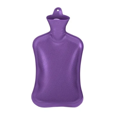 Image of Relaxdays Hot Water Bottle, 2 Litre, Without Cover, Children &amp; Adults, Rubber, with Screw Cap, Pain Relief, Purple, 36 x 19 5 cm