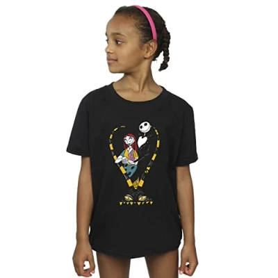 Image of Absolute Cult The Nightmare Before Christmas Girls Heart Jack T Shirt Black 3 4 Years