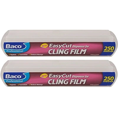 Image of 2 x Bacofoil Professional Easycut Cling Film &amp; Dispenser 250 Metres 35 cms