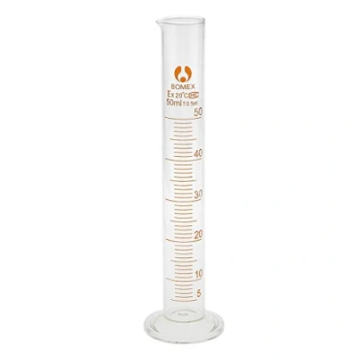 Image of 5 50ml Glass Measuring Cylinder Chemistry Lab Measure Graduated Professional Test Tube