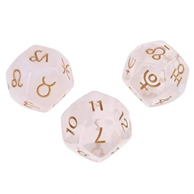 Image of MDHQ 3Pcs/set 12 Sided Astrology Signs Acrylic For Divination Entertainment Board Game Dices