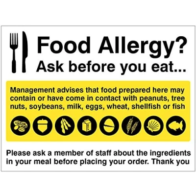 Image of Information Signs Food Allergy Notice Rigid Plastic