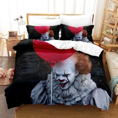 Image of Bedding Set 135x200cm Multiple Sizes Pennywise Duvet Cover 100% Soft Comfortable Microfiber + 2 Pillowcase 80x80cm (200x200cm(Double),IT 01)