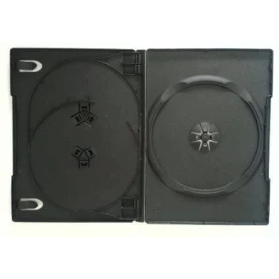 Image of 5 x Dragon Trading 3 Disc Black CD DVD BLU RAY Cases Way Case For Discs Of Any Format With 14mm Spine And Outer Sleeve Artwork Inlay.