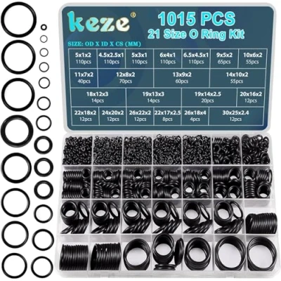 Image of KEZE 1015 Pcs O Ring Kit 21 size of Rubber Rings Assortment Set for Pressure Washer Plumbing Faucet Sealing Repair,Resist Oil and Heat,Air or Gas Connections