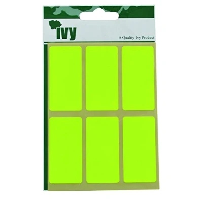 Image of Ivy 25mm x 50mm Fluorescent Yellow Rectangle Self Adhesive Sticky Labels (24 Stickers)
