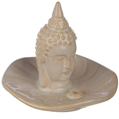 Image of Eden Thai Buddha and Leaf Incense Burner, Ceramic, Multi, Height 9cm Width 10cm Depth