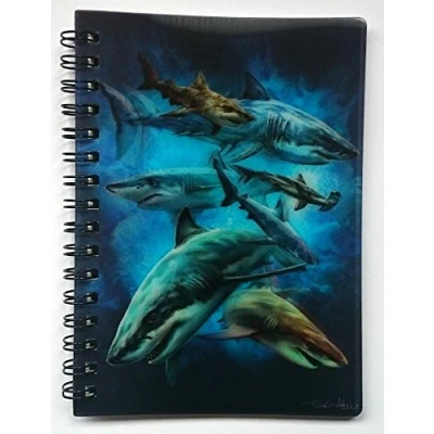 Image of 3D LiveLife Jotter Shark Swim from Deluxebase. Lenticular Ocean A6 Spiral Notebook with Plain Recycled Paper Pages. Artwork Licensed Renowned Artist Tami Alba