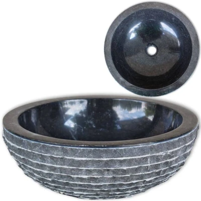 Image of vidaXL Basin Marble 40 cm Black