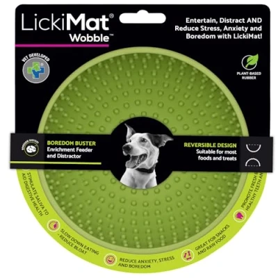 Image of LickiMat Wobble, Dog Slow Feeder Bowl Lick Mat, Boredom Anxiety Reducer; Perfect for Food, Treats, Yogurt, or Peanut Butter. Fun Alternative to a Feed Bowl, Green