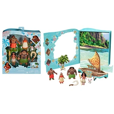 Image of Mattel Disney Princess Toys, Moana Story Pack with 6 Key Characters, Small Dolls, Figures and Accessories Inspired by Movies, Gifts for Kids, HLW90