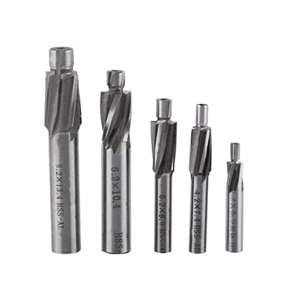 Image of Milling Cutter, 5Pcs HSS AL M3 M8 4 Flutes Countersink End Mill Cutter Slot Drill Bits Tool for of Copper,Aluminum,Steel,Cast Iron