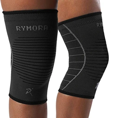 Image of Knee Support Brace Compression Sleeves for Men and Women (Black) (Pair) (Medium) [M] Ligament Injury, Joint Pain Relief, Running, Arthritis, ACL, MCL, Sport