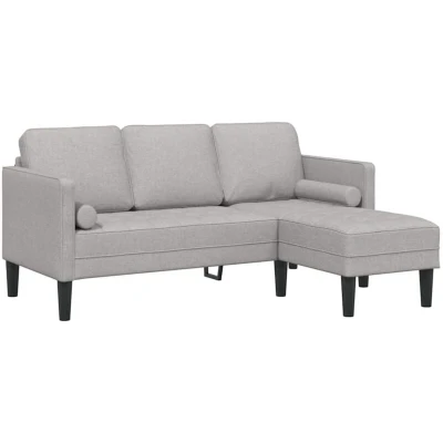 Image of vidaXL 3 Seater L Shaped Sofa Cloud Grey 160 cm Fabric