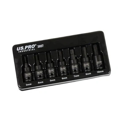 Image of US PRO INDUSTRIAL 7PC 3/8&quot; DR Impact Hex Bit Socket Set H3 H10 3957