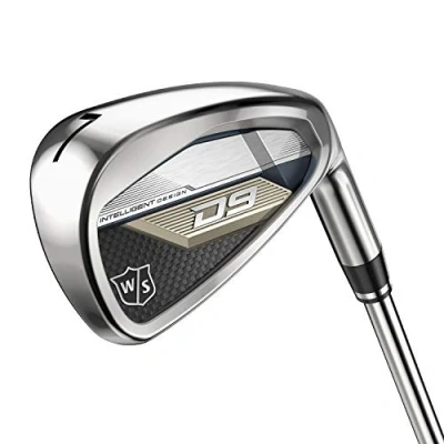 Image of Wilson Staff Golf Clubs Iron Set, D9, 5 PW, SW, R Flex, For Right Handers, Graphite Shaft, 7 Clubs, Silver/Blue, WGR200060R