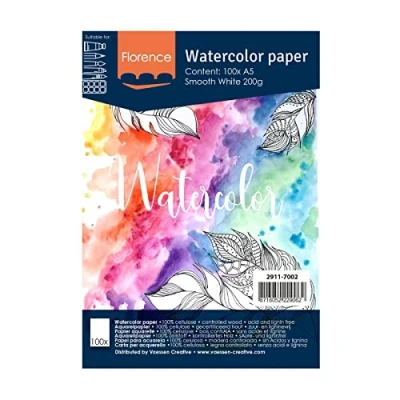 Image of Vaessen Creative Florence Hot Pressed Watercolour Paper, A5, Smooth 200gsm