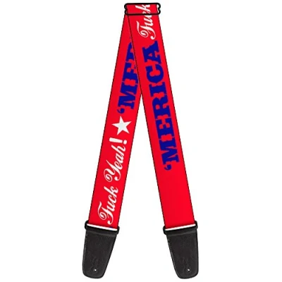 Image of Buckle Down GS W30021 &quot;MERICA FUCK YEAH!/Star Red/Blue/White&quot; Guitar Strap