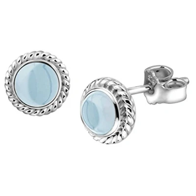 Image of Nenalina 222999 098 Silver Handmade Earrings with Genuine Gemstone Aquamarine