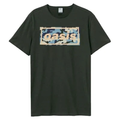 Image of Amplified Unisex Adult Camo Oasis Logo T Shirt, Charcoal, Medium
