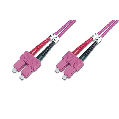 Image of DIGITUS DK 2522 02 4 Fibre Optic Cable OM4 2 m SC to Duplex 1/10/40/100 Gbit/s MM Multimode LAN Type: 50/125 µ Purple (Violet)