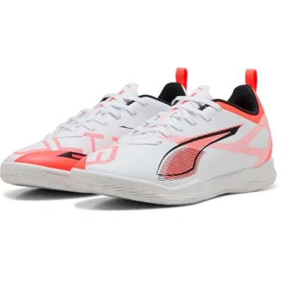 Image of Puma Ultra 5 PLAY IT JR Unisex Indoor football boots for kids, Size: 13K, White/black/glowing red Synthetics