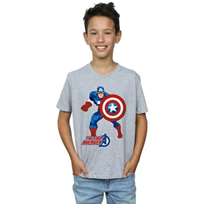Image of Marvel Boys Captain America The First Avenger T Shirt Sport Grey 5 6 Years