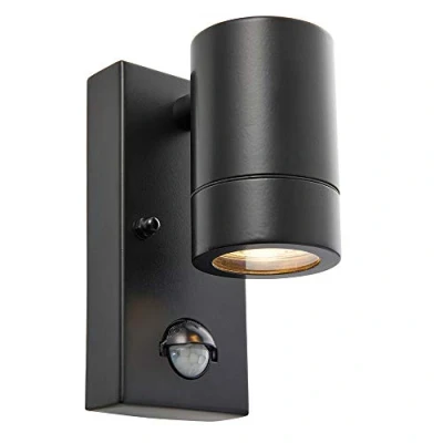 Image of Saxby 75435 Palin Matt Black Stainless Steel Outdoor IP44 PIR Wall Light