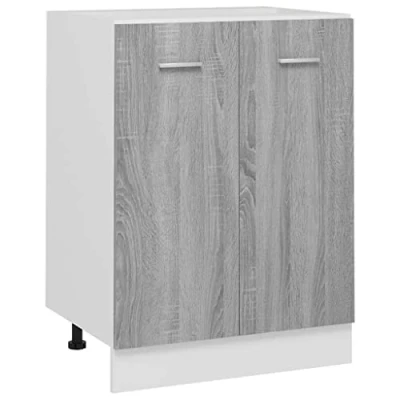 Image of vidaXL Grey Sonoma Bottom Cabinet in Engineered Wood 60x46x81.5 cm Spacious Kitchen Storage Unit