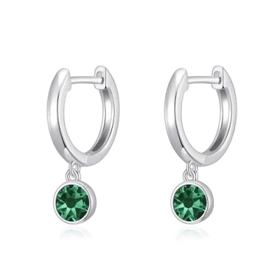 Image of Philip Jones Green Crystal Hoop Earrings Created with Zircondia® Crystals
