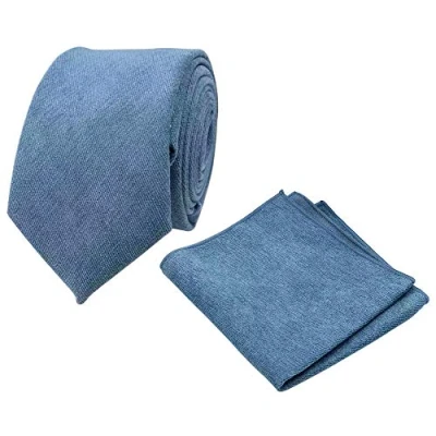 Image of DB Dickie Bow Luxury Cotton Blend Skinny Neck Tie &amp; Pocket Square Set (Peacock Teal Blue) suitable for formalwear, office, weddings, parties, grooms groomsmen outfits