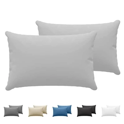 Image of Pillowcases (Set of 2) For Pillows 40 x 60 cm Grey Cotton, Dreamzie Jersey Cotton bedding double bed Pillowcase Pillow Protector Resistant and Hypoallergenic