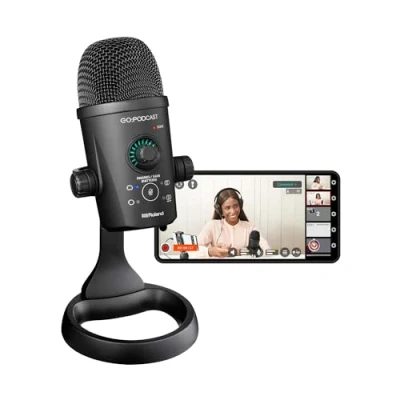 Image of Roland GO:PODCAST Video Podcasting Studio for Smartphones Easy To Use Livestreaming System Podcasters, Vloggers &amp; More Intuitive App USB Microphone Four Polar Patterns