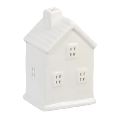 Image of Relaxdays Tea Light House Ceramic, through Windows, for 1 Candle, HWD: 12 x 7.5 6 cm, Cute Table Decor, White