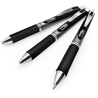 Image of Pentel Energel BL80 Retractable Liquid Gel Ink Rollerball Pen 1.0mm Black Pack of 3