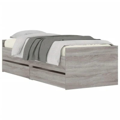 Image of vidaXL Bed Frame with Drawers without Mattress Grey Sonoma 100x200 cm