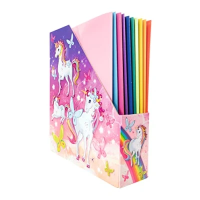 Image of HERMA 19715 Magazine File A4 with Unicorn Motif, 7.5 cm Wide, Foldable, Sturdy Cardboard, Slim Holder for Girls and Boys, Standing Folder Storing Documents, Folders