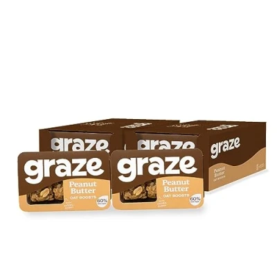 Image of Graze Protein Healthy Snacks Peanut Butter Packaging may vary Total of 18 trays box