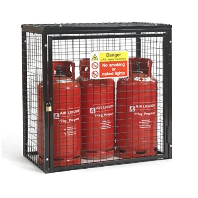 Image of Black Powder Coated Gas Cylinder Cage for 3 x 19kg Cylinders