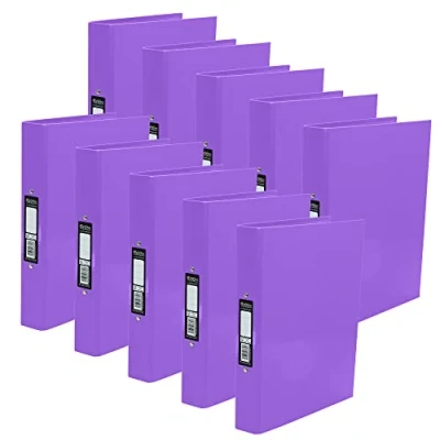 Image of Pukka Pad, Brights A4 Ringbinder Files with 2 O Ring Mechanism 10 Pack 40mm Spine Customisable Label for Large Amounts of Documents 32 x 26.3mm, Purple