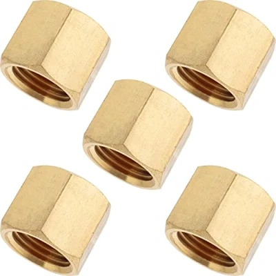 Image of LTWFITTING Brass BSP Pipe Cap Fittings 1/4 Inch BSPP Air Fuel Water Boat (Pack of 5)