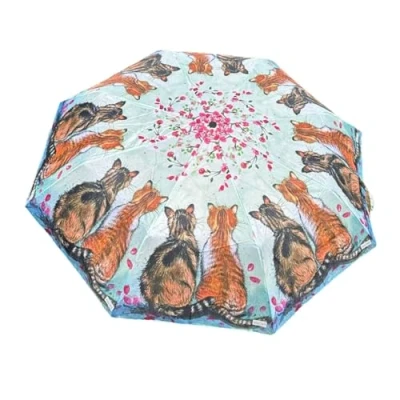 Image of Alex Clark Cats and Blossom Umbrella Compact Foldable Travel cat lover gifts Animal floral design