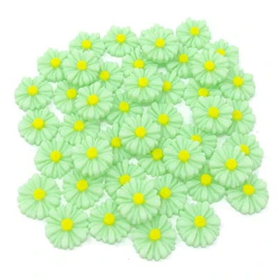 Image of Wedding Touches 45x Green 13mm Daisy Flatbacks Craft Cardmaking Embellishments