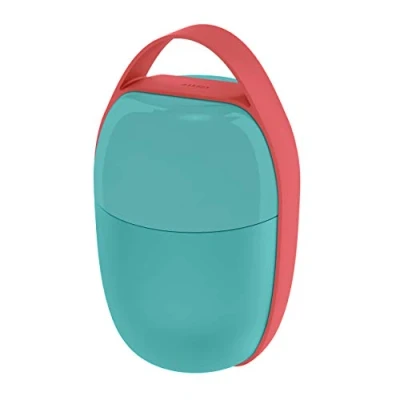 Image of Alessi Food à porter SA03 LAZ, Two compartment lunch pot in thermoplastic resin with cooling element, light blue.