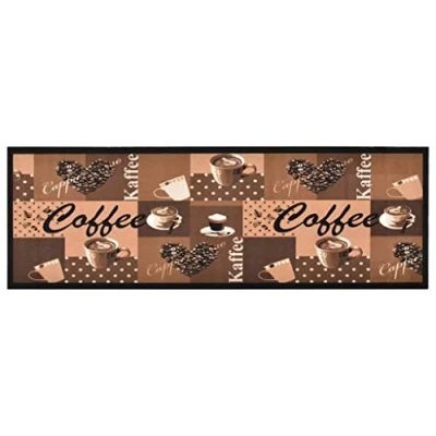 Image of vidaXL Kitchen Carpet Coffee Brown 45x150 cm Rectangular Velvet Mat with Latex Backing Machine Washable and Easy Roll for Storage Modern Indoor/Outdoor Rug