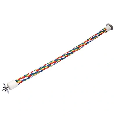 Image of Rope Perch, Coloured Cotton Ropes Parrot Perch for Budgies Parakeets Cockatiels Conures Love Birds Finches 54cm / 21.3 inch