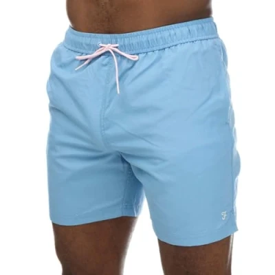 Image of Farah Mens Owen Plain Swim Short in Blue Size Small