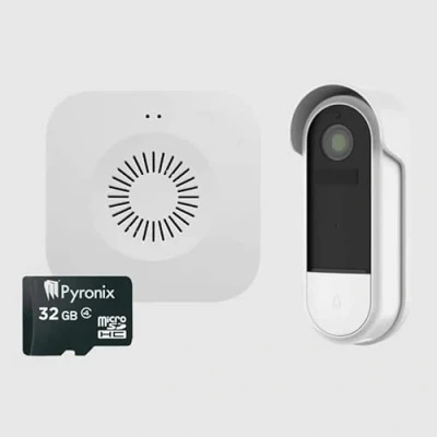 Image of Pyronix Doorbell Kit with Video Doorbell, Wireless Chime and 32GB MicroSD card Security Camera 1080p HD Video, 2.4G Wi Fi, Indoor Ring Bell 4 Adjustable Audio Coverage