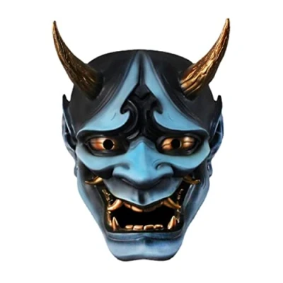 Image of tairong Japanese Prajna Noh Kabuki Halloween Cosplay Mask Sealed Devil Hannya Demon Oni Samurai Full Face Resin Monster Grimace Props