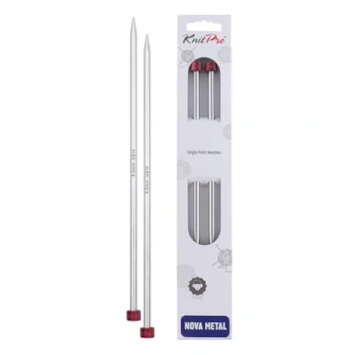 Image of KnitPro KP10221 35 cm x 6 mm Nova Single Pointed Needles, Silver